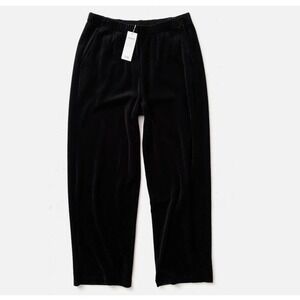 Eileen Fisher Womens Size Large Black Velour Straight Leg Pants NWT